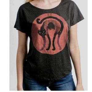 Curbside Clothing Heather Black Bad Cat Tee Halloween Goth Gothic Shirt L